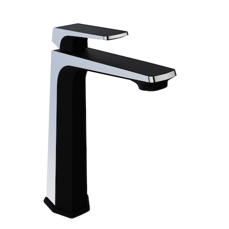 1-Handle Bathroom Vessel Sink Faucet In Matte Black And Chrome